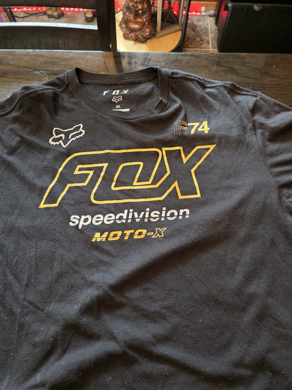 Fox Black Short Sleeve Tee with Yellow Logo - Speeddivision Moto-X - Picture 2 of 3